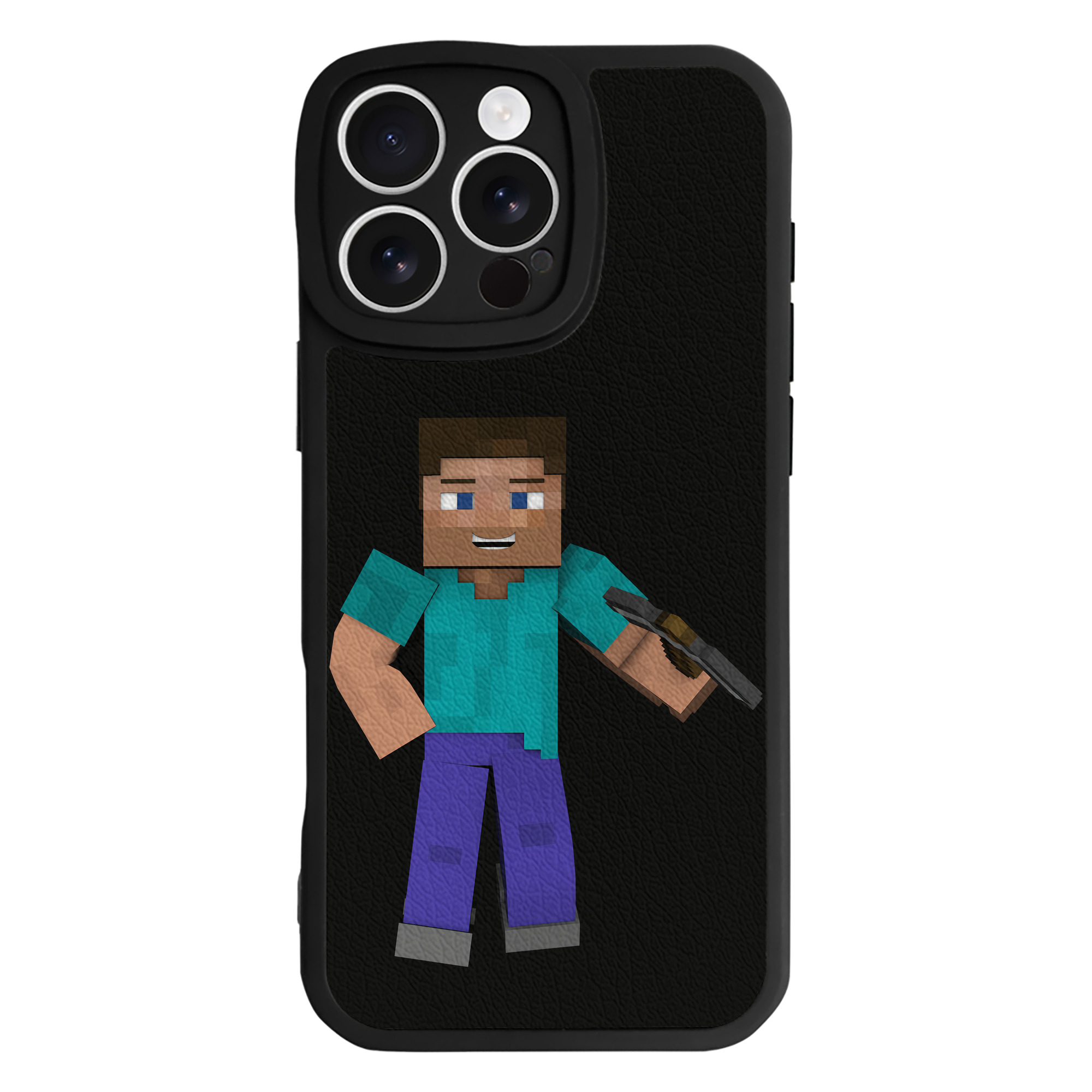 （画像用） マインクラフト ブロックの世界 Minecraft MC Block world 【iPhone 16シリーズ対応】シリコンスマホケース（レザー調） 材質：シリコン